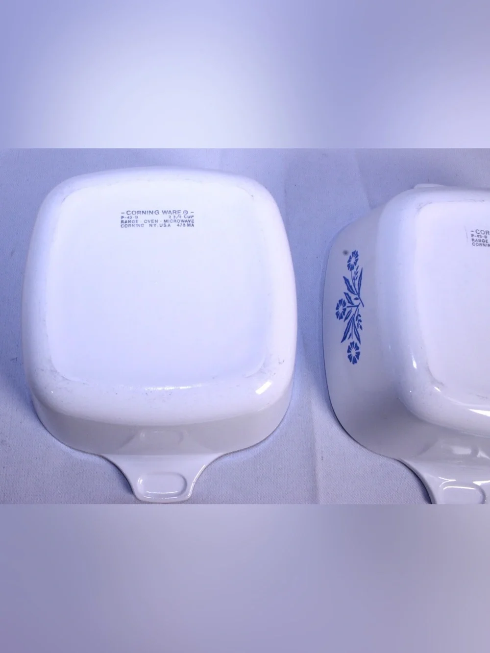MCM Vintage CorningWare Ceramic Bake Dishes P-43-B 💙 Blue Cornflower - 2